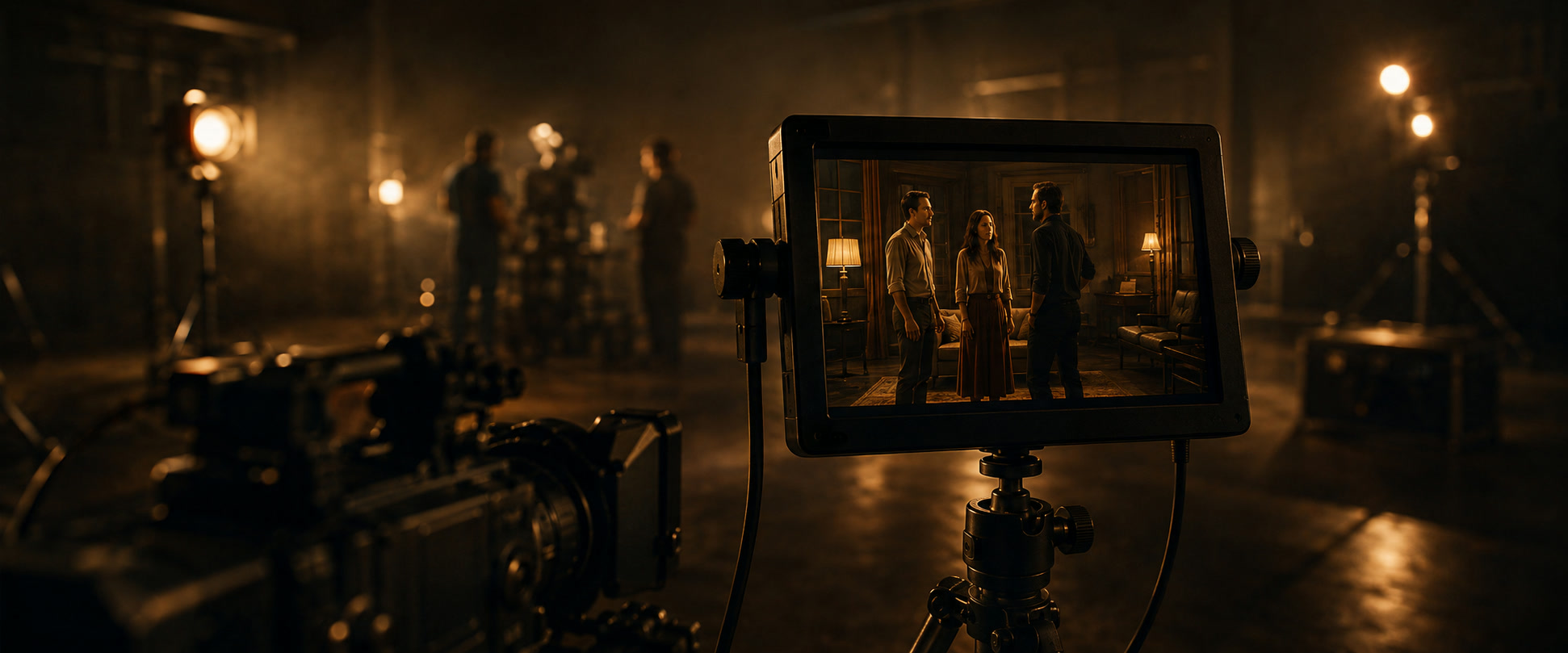 Câmera de cinema em um set